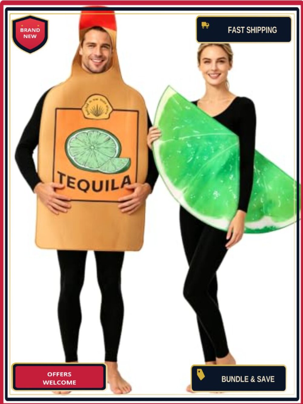 Tequila and Lime Couples Halloween Costume Set Adult One Size Polyester